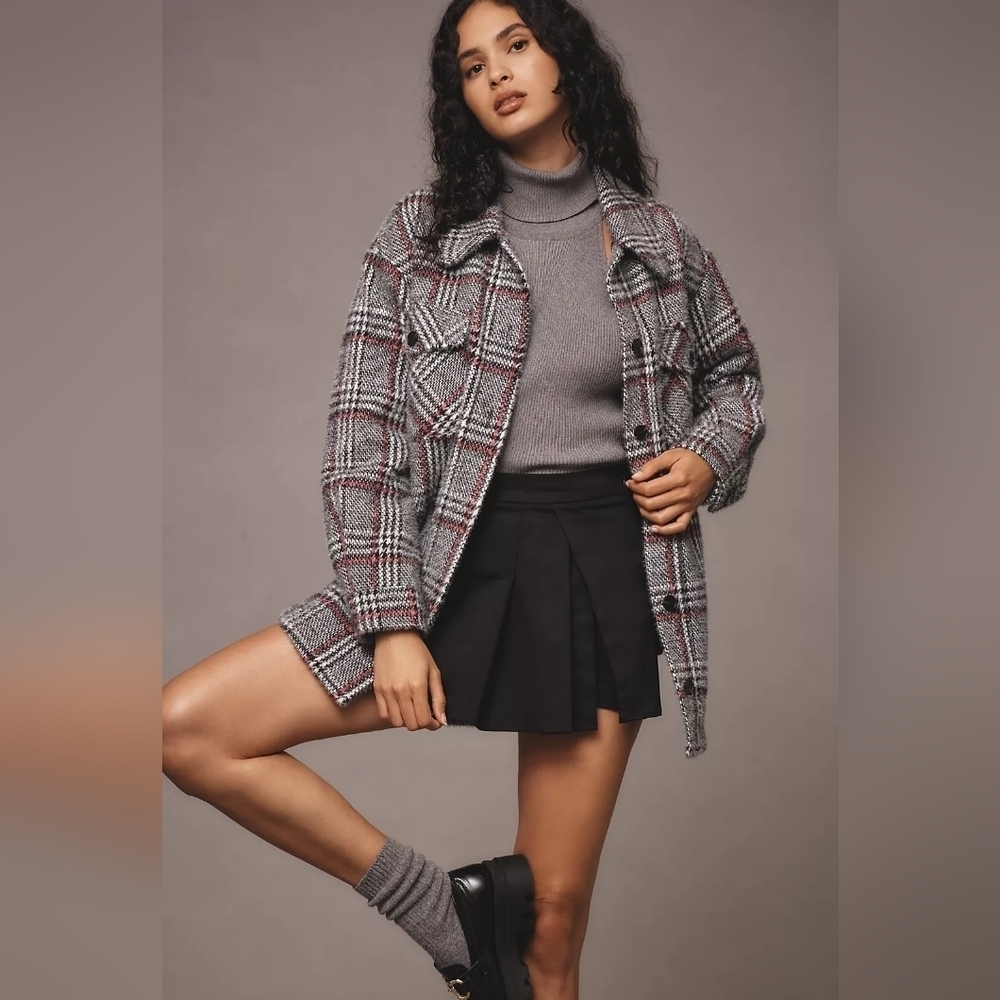 NWT Anthropologie Plaid Gray Women's Jacket